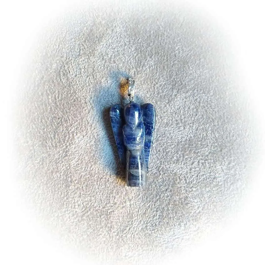 Angelo ZAFFIRO BLU Alta Qualita’, Gancio Argento con Zircone Bianco Naturale e Collana Argento 925