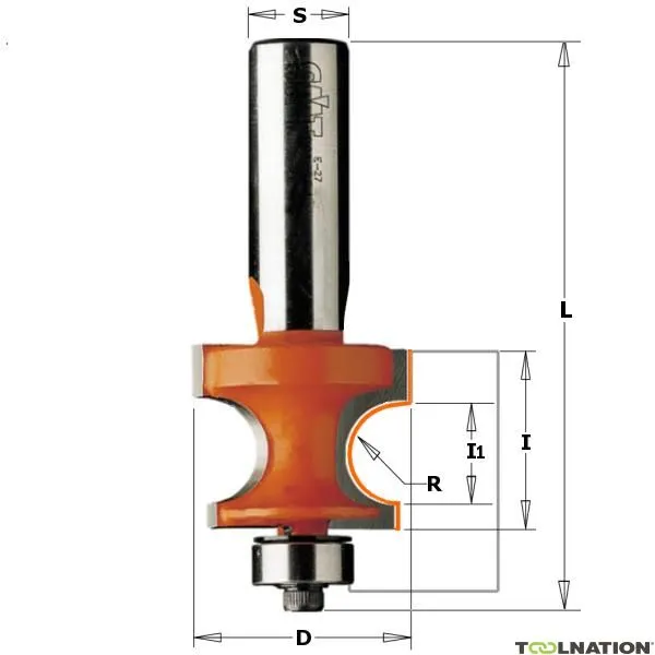 CMT 761.032.11 Fresa per profili a cordolo con cuscinetto di guida R=3,2 gambo 6 mm