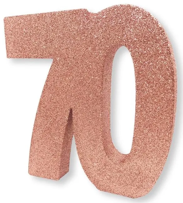 Decorazione da tavolo numero 70 in oro rosa 20 cm