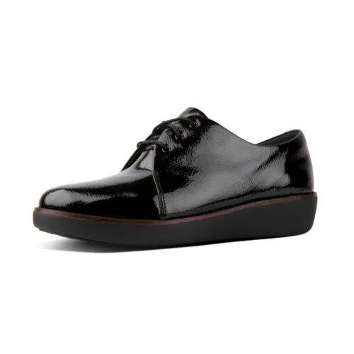 FitFlop DERBY CRINKLE PATENT BLACK