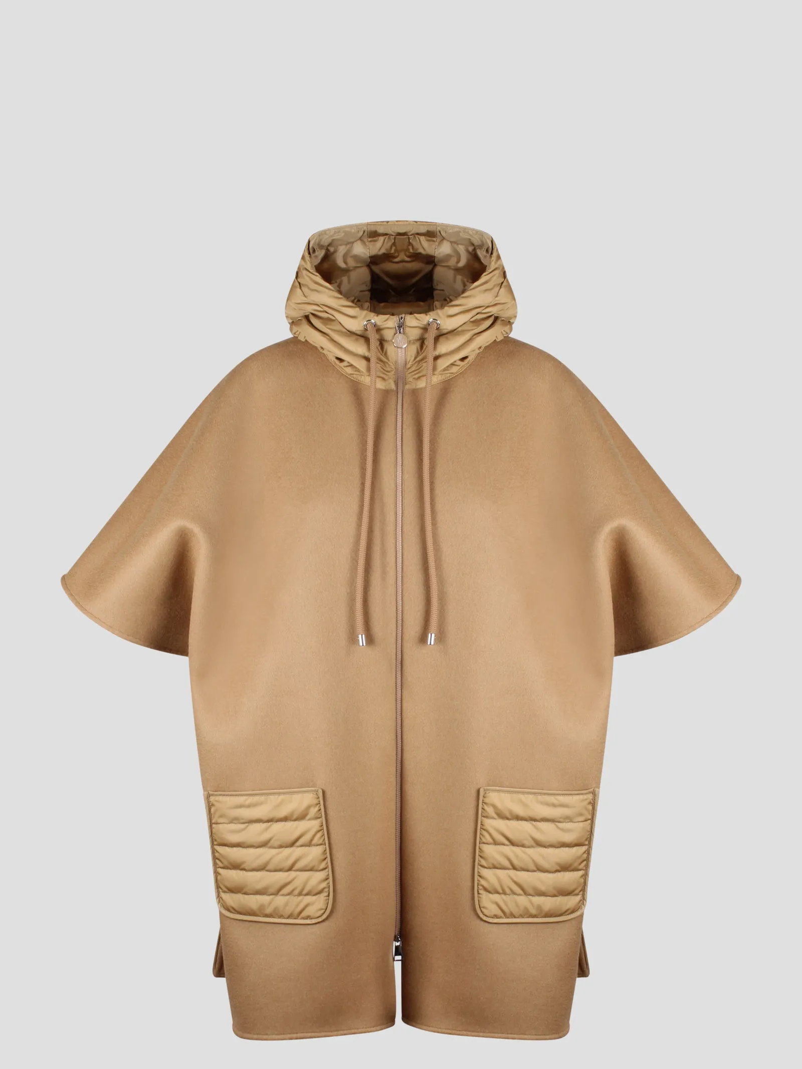 Hooded down cape