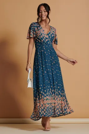 Jolie Moi - Abito maxi in rete con maniche a farfalla    