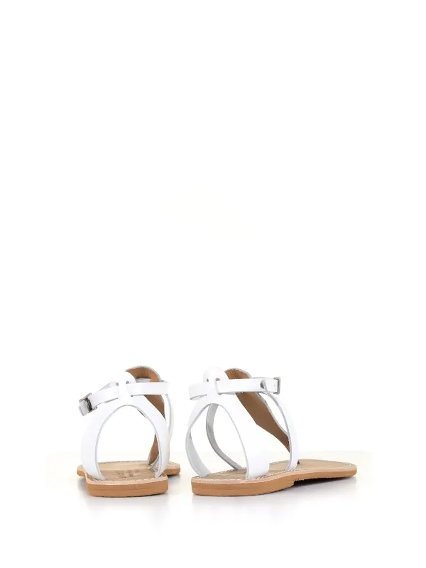 Laminated sandal with animalier detail