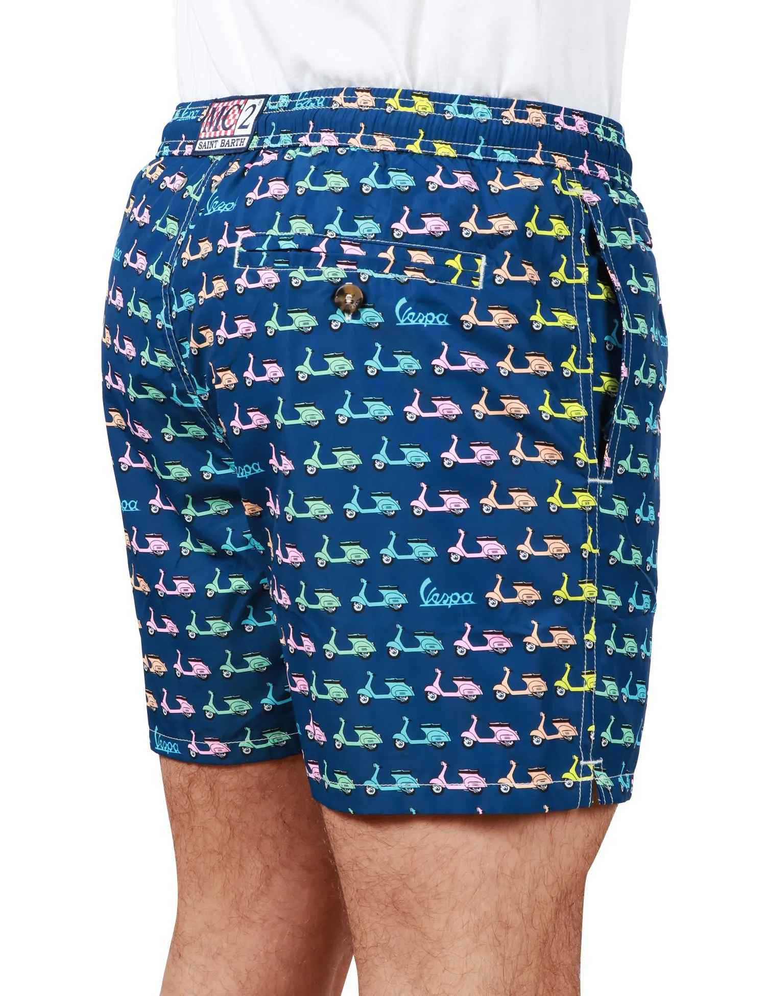 MC 2 SAINT BARTH COSTUME DA BAGNO UOMO MC 2 SAINT BARTH BLU CON STAMPA MINI VESPE E COULISSE IN VITA