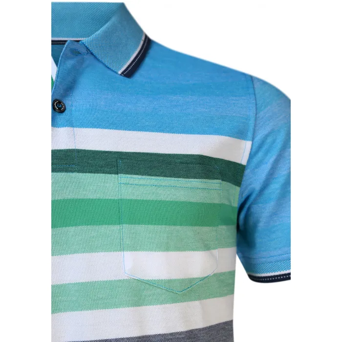 Meantime Polo a righe Uomo grande Azzurro