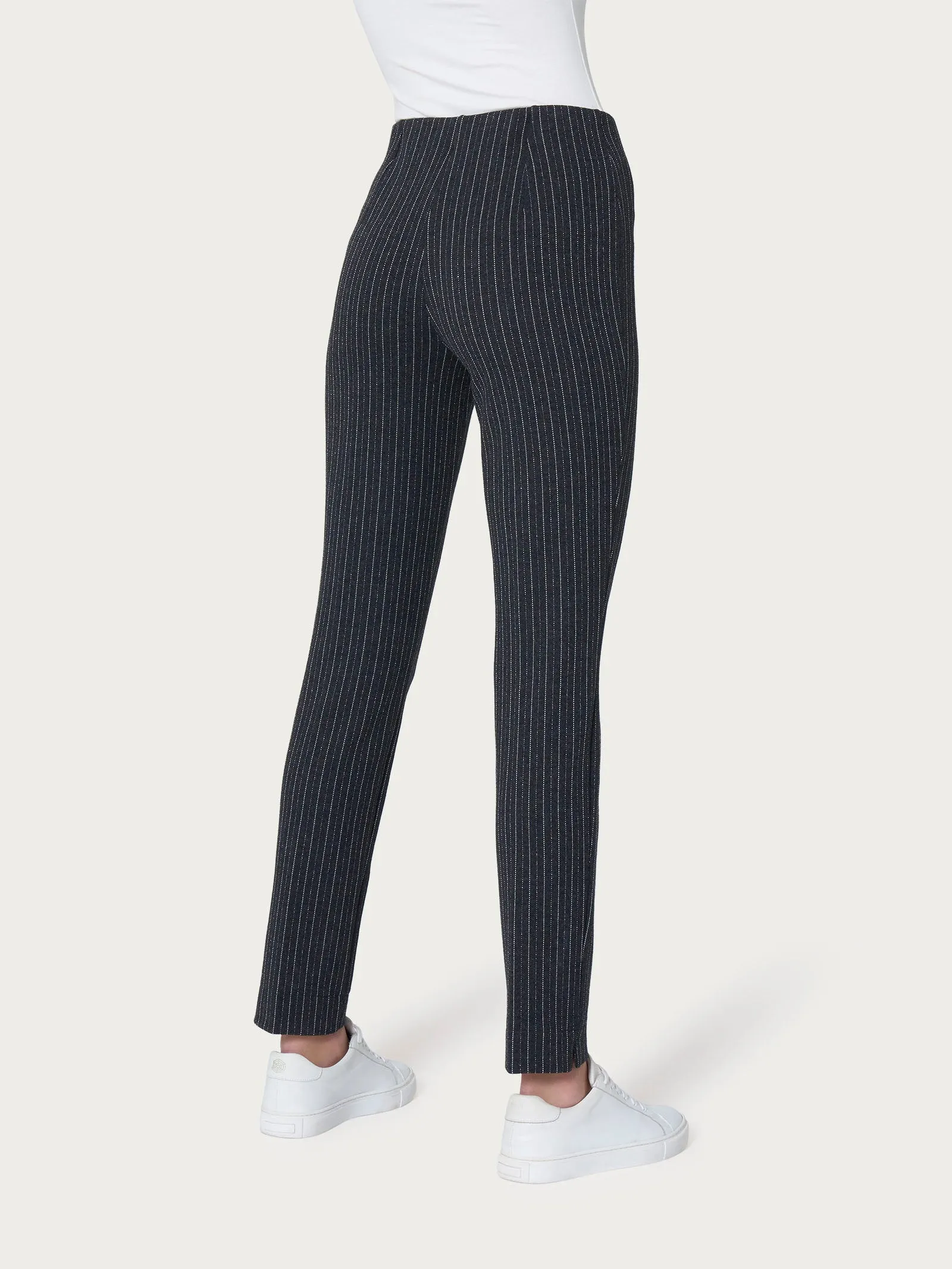 Pantalone gessato a sigaretta in tessuto Eco Jacquard - Fant.Oscuro Mel