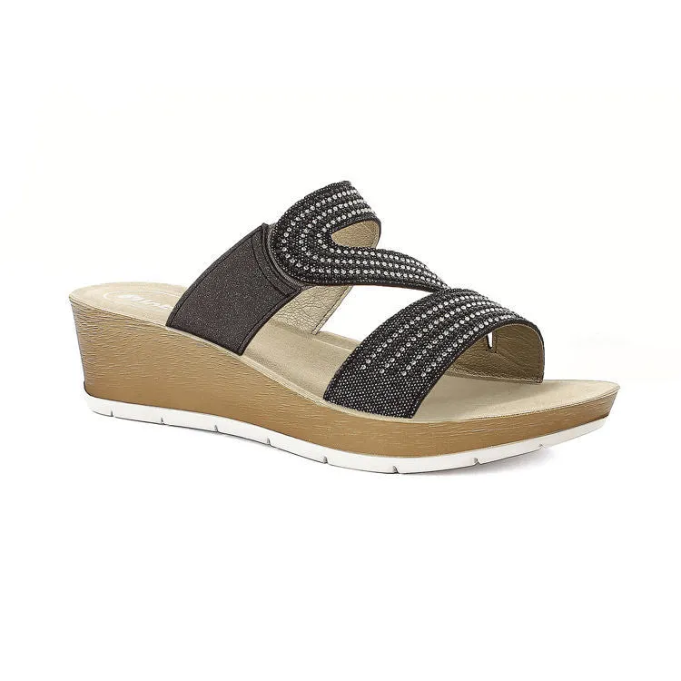 PANTOFOLE SAGOMATE CON STRASS NERO