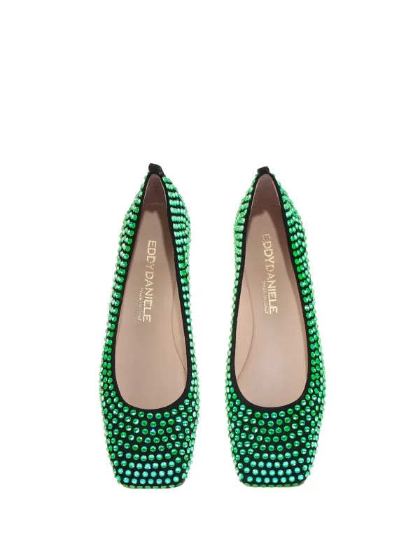 Suede ballerinas with crystals