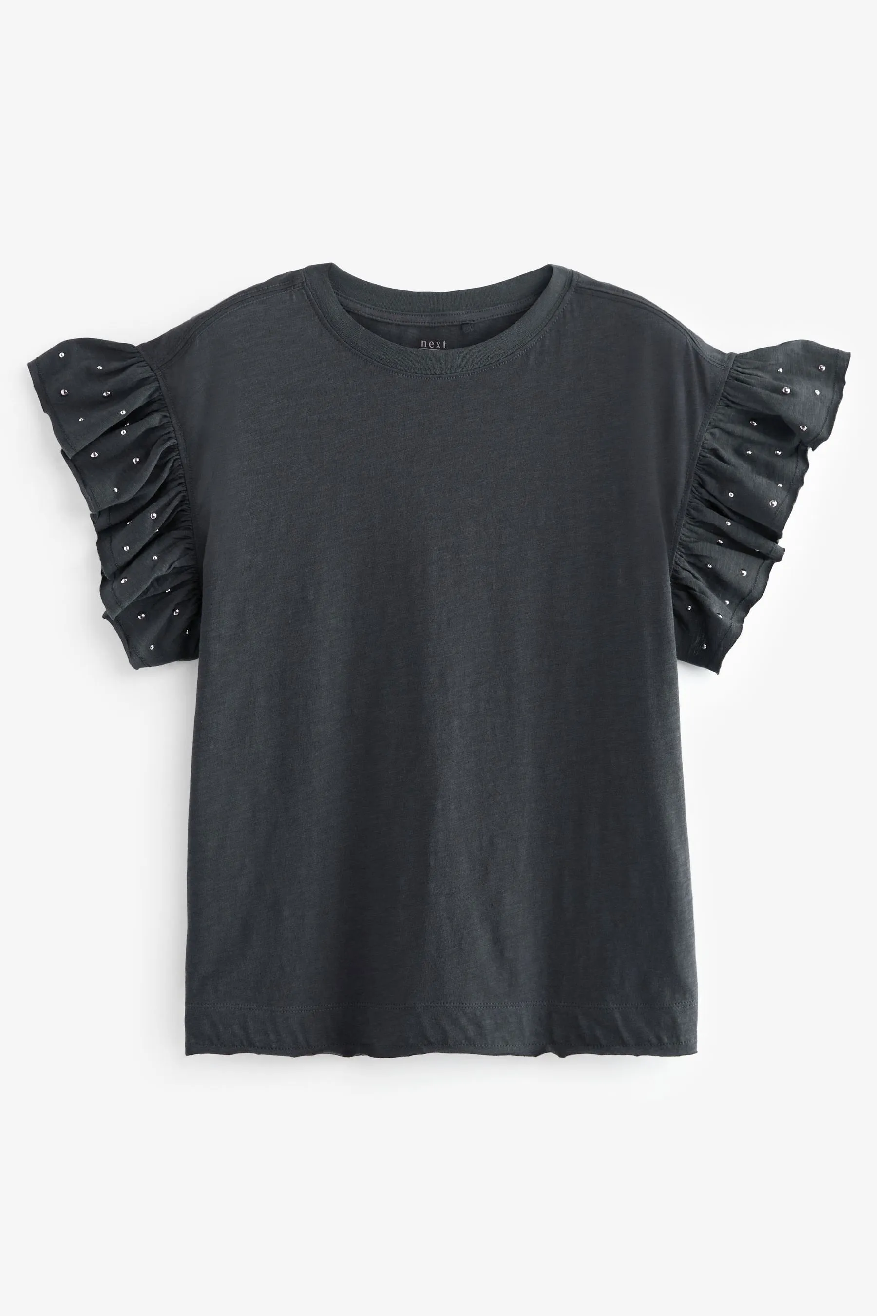 T-shirt Ruches maniche con borchie luccicanti