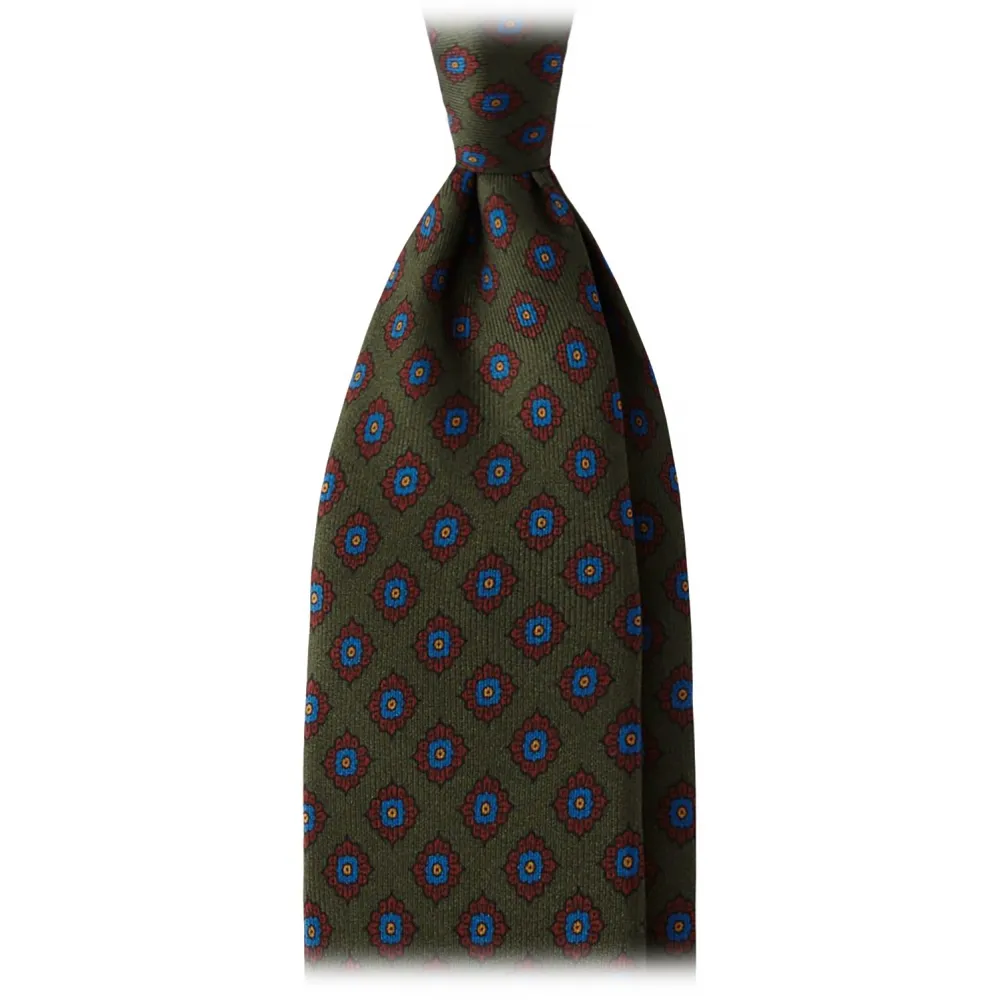 Viola Milano - Cravatta in Seta con Motivo a Rosette - Foresta - Handmade in Italy - Luxury Exclusive Collection